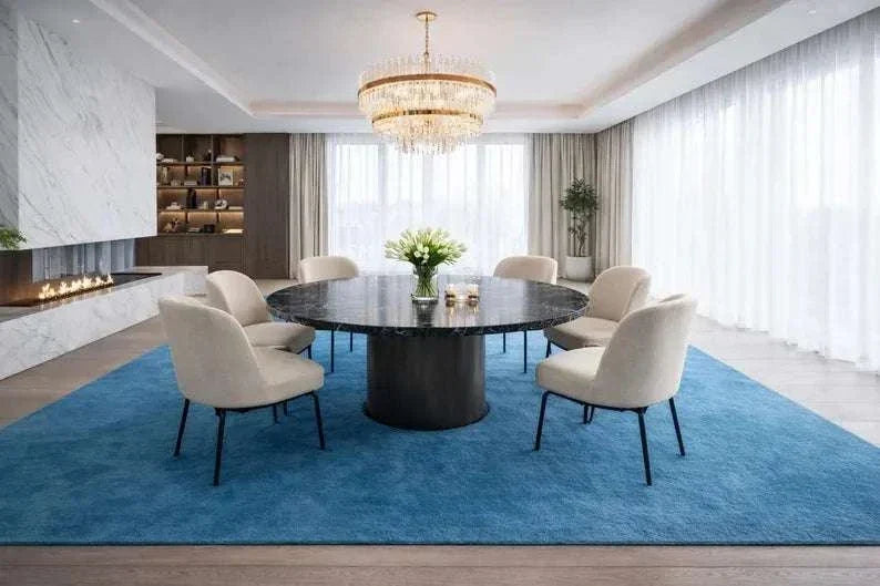 Modern Solid Blue Rug
