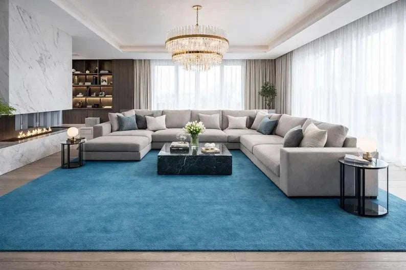 Modern Solid Blue Rug