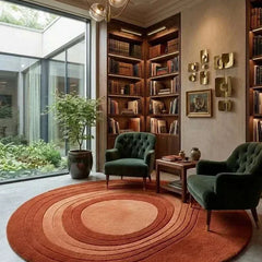 Round Abstract Wool Rug