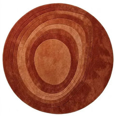 Round Abstract Wool Rug