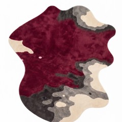 Burgundy Abstract Irregular Rug | Hand Tufted Wool Area Rug